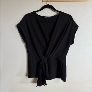 Zara Black Wrap Top